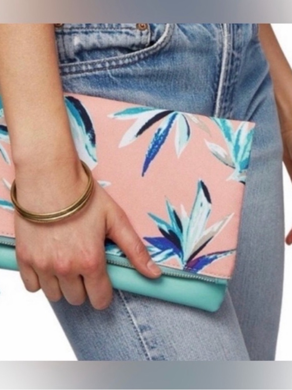 Rachel Pally Bird of Paradise Pink Fold-Over Clutch